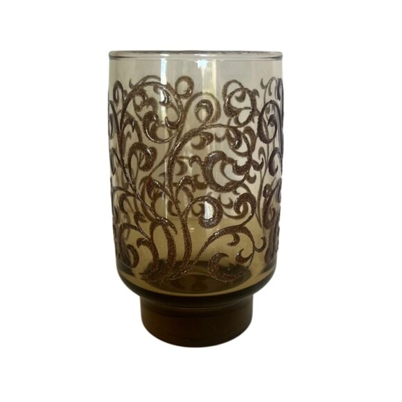 Vintage Libbey Prado 10 Oz. Tumblers Embossed Amber Glass Set Of 4 - Picture 2 of 5